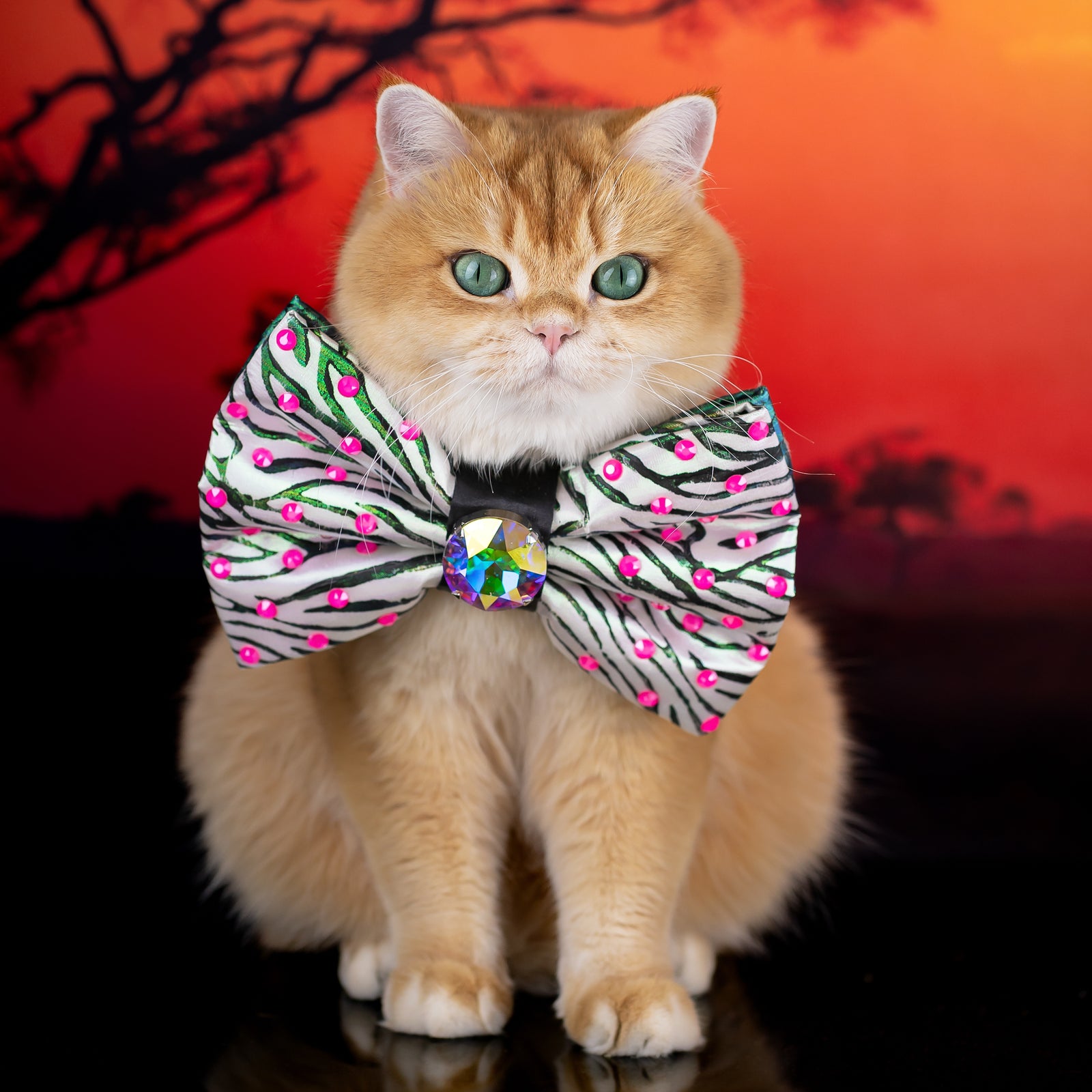 Serengeti Bejewelled Hand-painted Reversible Bow, Grand