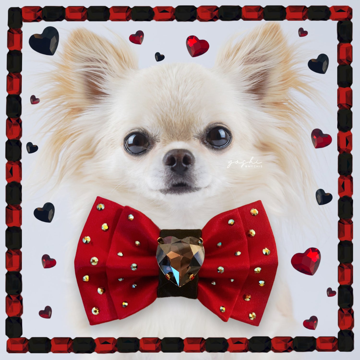 Lovebug silk Puppy Love bow tie in red